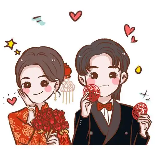 手绘结婚请柬头像卡通漫画人物定制动漫情侣照片卡通