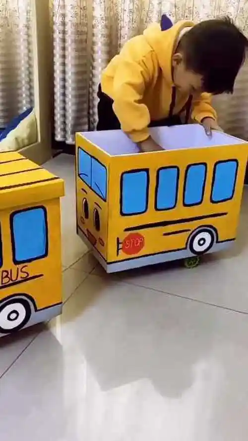 废纸箱制作小火车玩具教程这也太好玩了吧