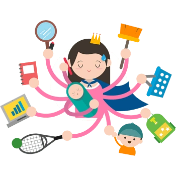 矢量手绘忙碌的宝妈