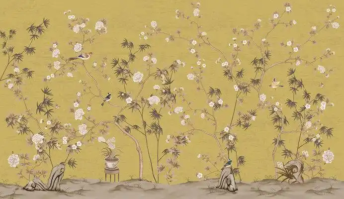 新中式花鸟壁纸壁高清贴图