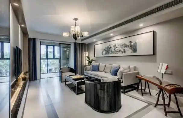 小户型简洁新中式客厅,独爱新中式客厅(8)