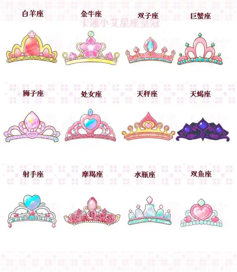 画# #十二星座专属# #十二星座简笔画# 之前画的一套十二星座公主皇冠