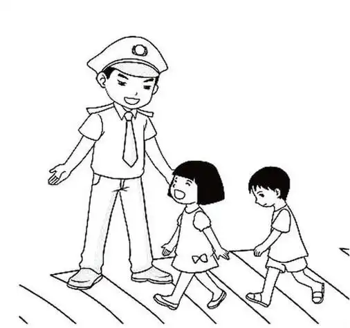 排队过斑马线简笔画