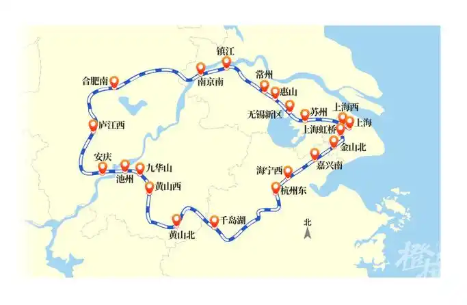 6月15日,"长三角超级环线"高铁首发