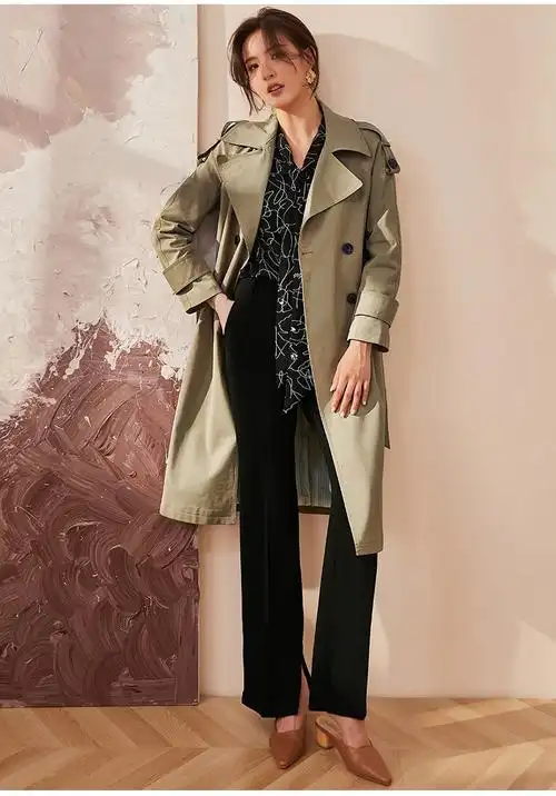 fitti pahris高定品牌风衣女2020年冬季新款通勤修身显瘦系带中长款