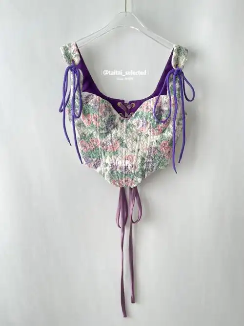 客订淡紫色花花鱼骨胸衣超显身材