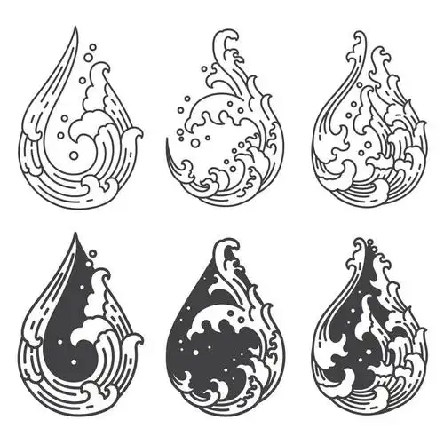 6款水滴形状的波浪图案图片免抠素材