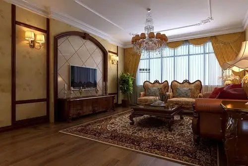 三室两厅欧式风格客厅电视背景墙