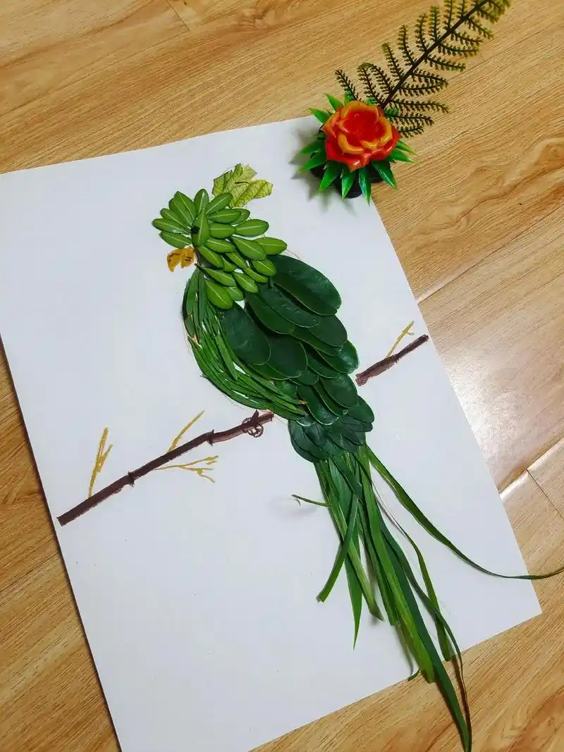 父子俩的树叶画作品 - 昊昊奶奶 - 抖音