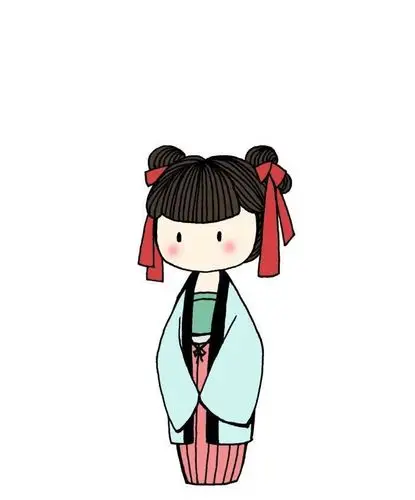 人物手绘,超可爱的简笔画女孩,古风汉服小女孩