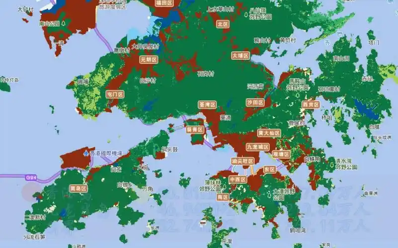【数据】从卫星地图看2018香港18区发展(含面积,人口数据),山海之间
