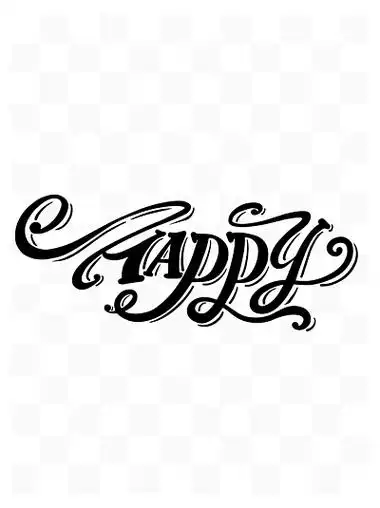 happy艺术字英文手绘矢量花式英文复古