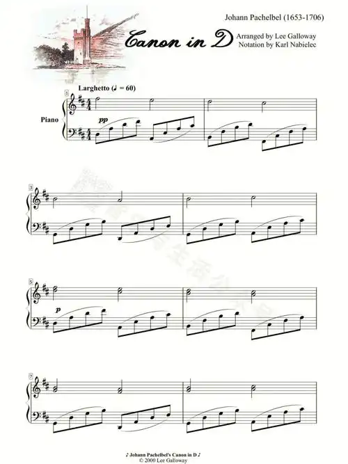 卡农钢琴谱d大调帕赫贝尔原版