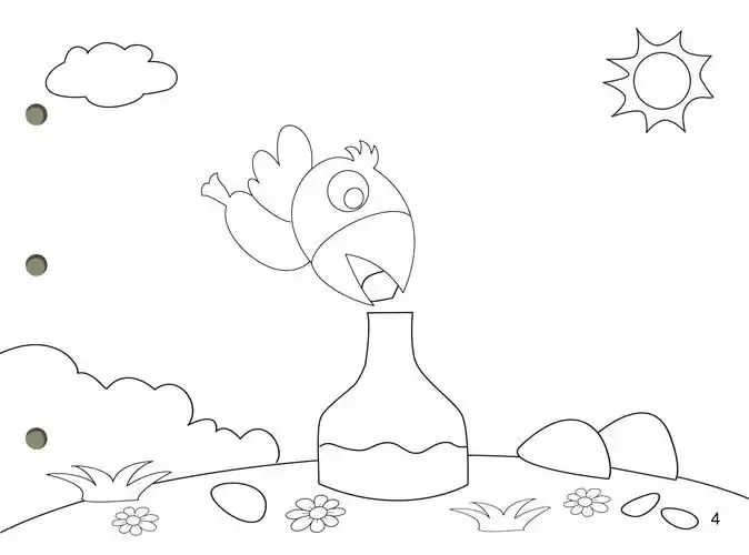 自制绘本乌鸦喝水手工故事diy幼儿园涂色粘贴手工创意粘贴类