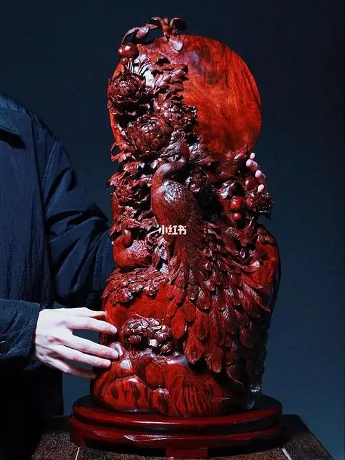 小叶紫檀花好月圆摆件