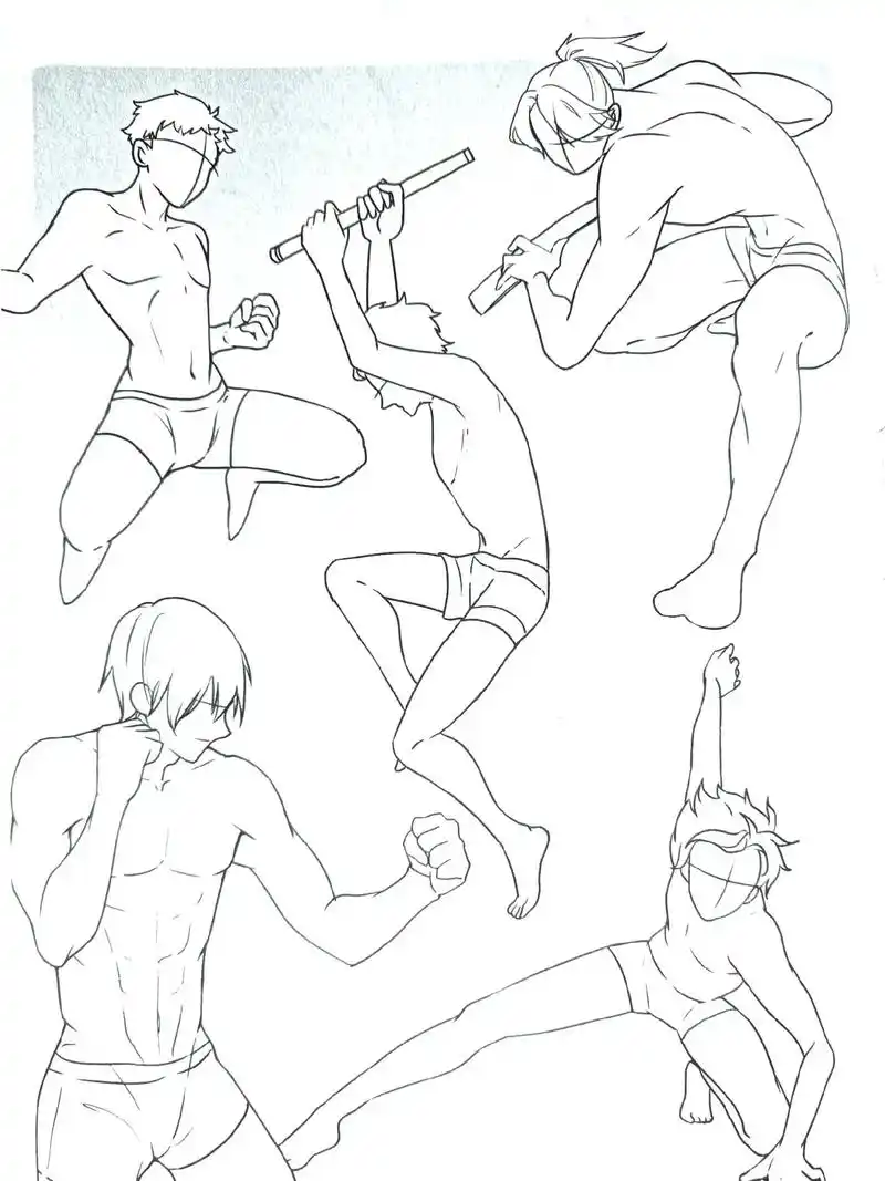 动漫男生日常动作集锦.#动漫人体结构 #人物动态练习 素材走 - 抖音