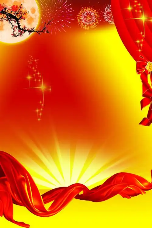 本次背景                        作品主题是烟花丝带红色背景素材