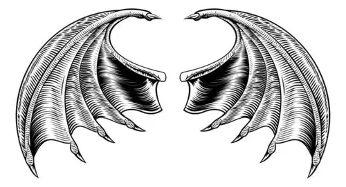 矢量的手绘恶魔翅膀