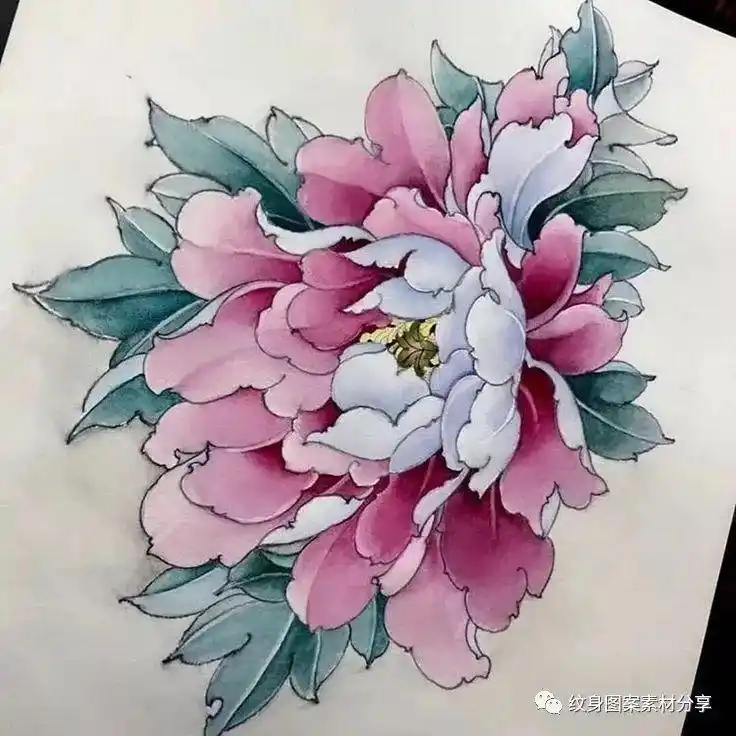 "牡丹"纹身手稿素材分享