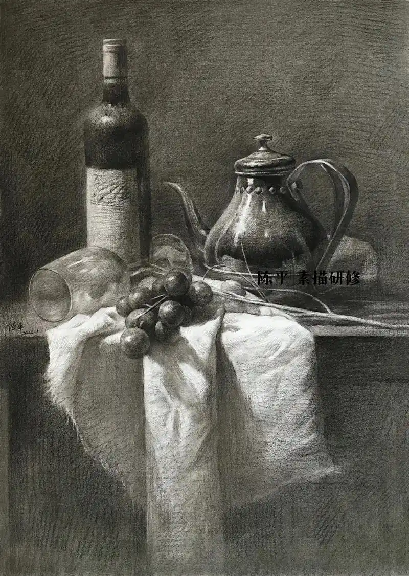 不锈钢组合.#素描静物 #美术生 #画画 #联考 #素描写生 - 抖音