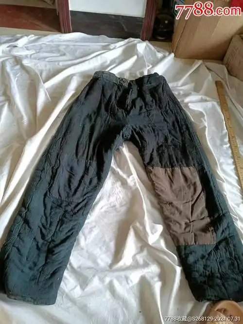 怀旧老手工补丁黑布棉裤