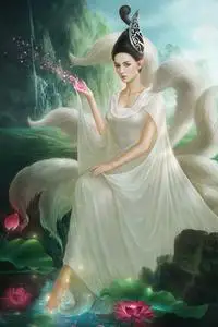 正品5d魔方钻石绣圆钻十字绣九尾狐仙娘娘画像供奉下方仙保家仙图