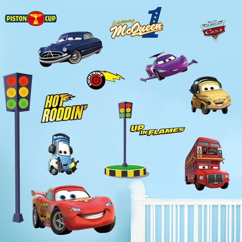 可移除墙贴 赛车总动员 男孩男宝宝小汽车贴纸可爱卡通婴儿房贴画