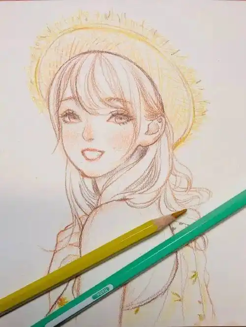 彩铅手绘彩铅画出来的女孩子好温柔呀