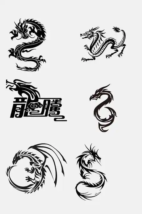 素描古典龙纹龙图腾免抠元素素材