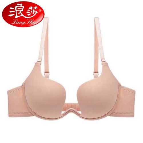 浪莎隐形露背内衣深v性感聚拢防下垂u型美背婚纱礼服文胸无痕挂脖胸罩