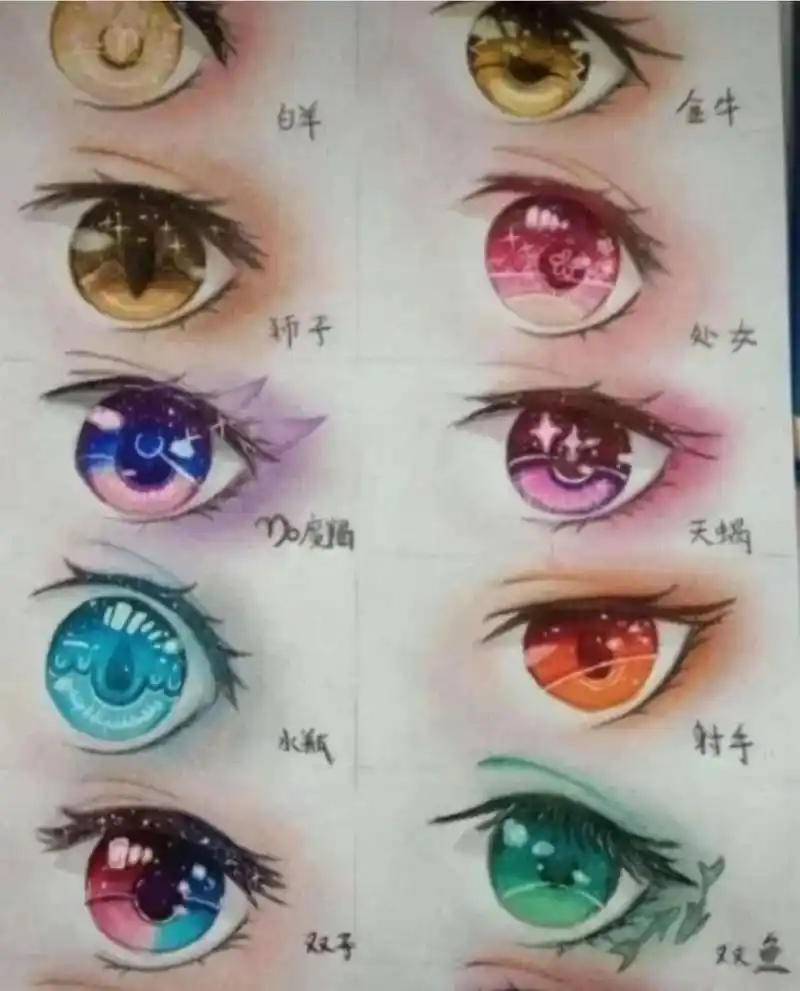 十二星座的眼睛画法. 关注我教大家.