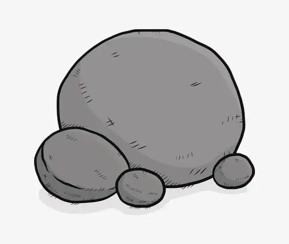 卡通手绘黑色石头石子