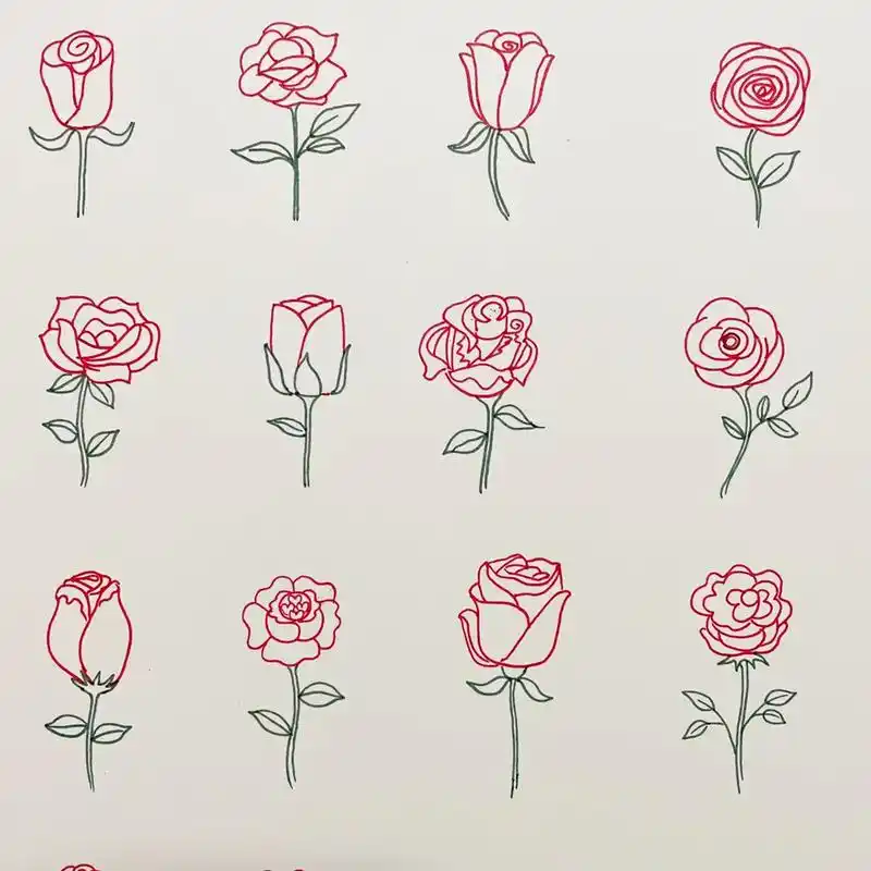 玫瑰简画#简笔画 - 抖音