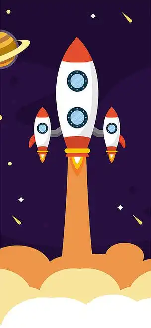 科技未来宇宙探索发射火箭矢量插画