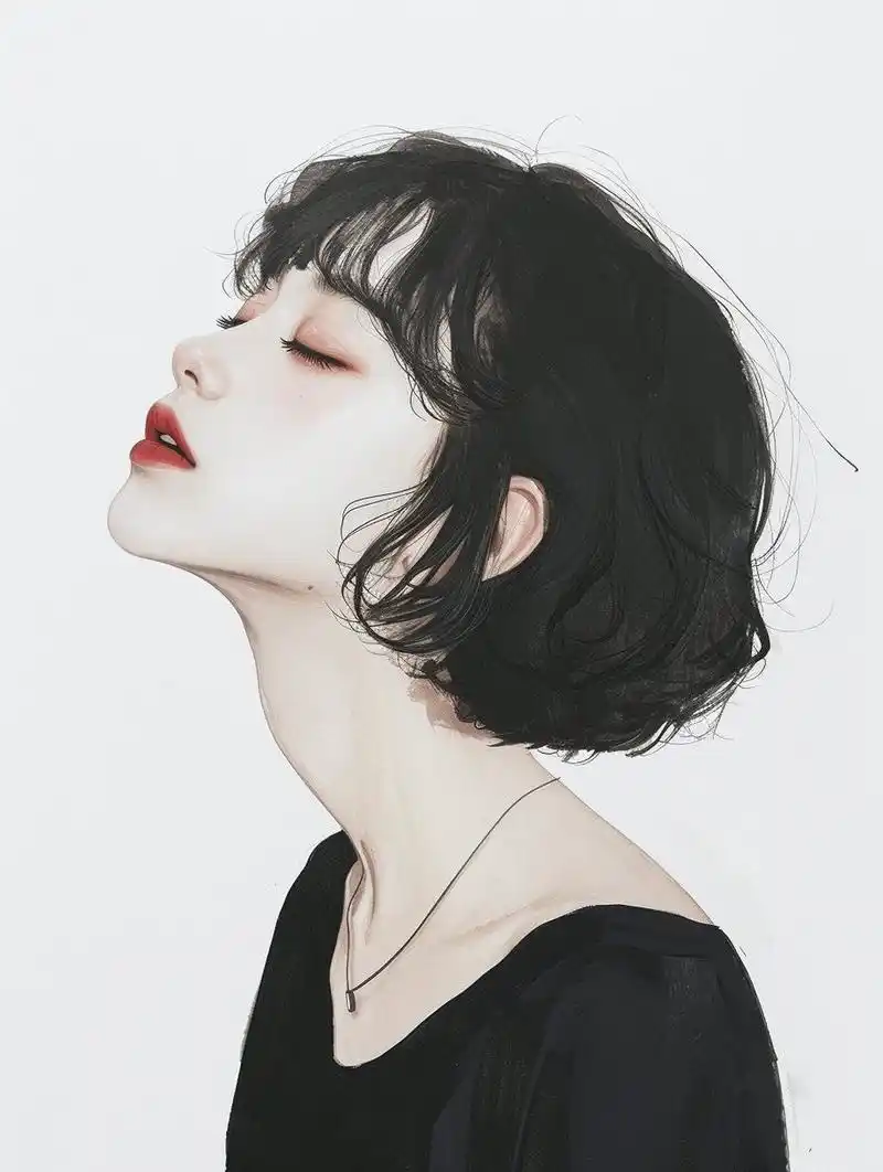 短发高冷女生插画 短发女神插画头像 02020202020202