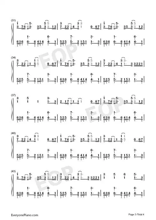 静悄悄-世界突然变得好安静只剩心跳的声音双手简谱预览3-钢琴谱文件