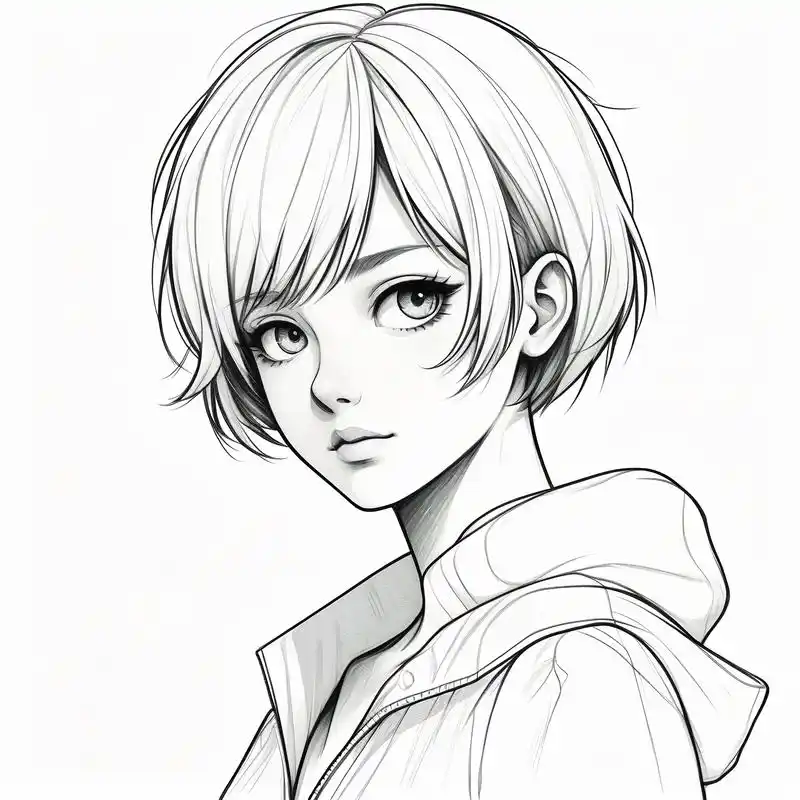 96短发女神黑白素描头像94 探索黑白素描的韵味,短发女神的头像别