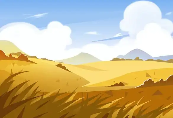 秋天插画矢量黄色秋天丰收稻田风景插画素材海报背景