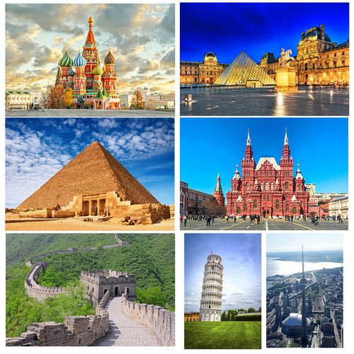 世界有名建筑贴画卢浮宫埃及金字塔国内外著名建筑装饰画教室挂图