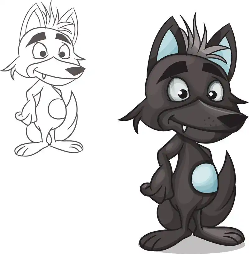 可爱卡通狼,可爱卡通狼的插图