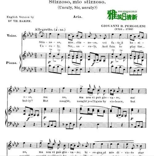 女佣当家stizzosomiostizzoso你发火就爱生气意英双语声乐谱钢伴谱