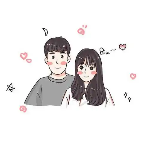 手绘头像q版情侣彩色简笔画定制卡通人物真人照片转手绘动漫礼物情侣