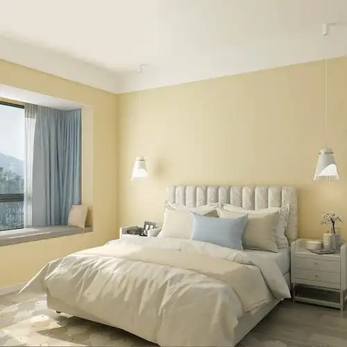 一折米色壁纸墙纸现代简约_现代简约无纺布长纤素色蚕丝壁纸米白浅