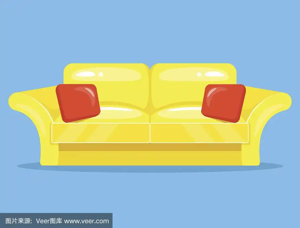 黄色卡通扁平沙发.矢量图
