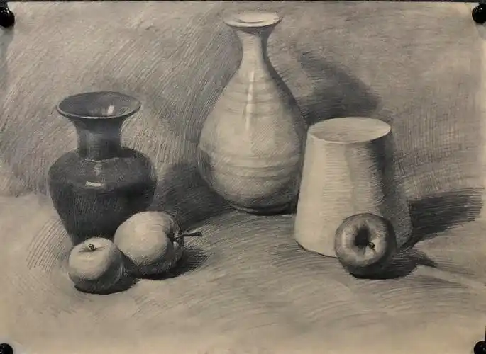 从素描几何体开始,到素描静物,石膏像,真人头像,由临摹到写生,会在