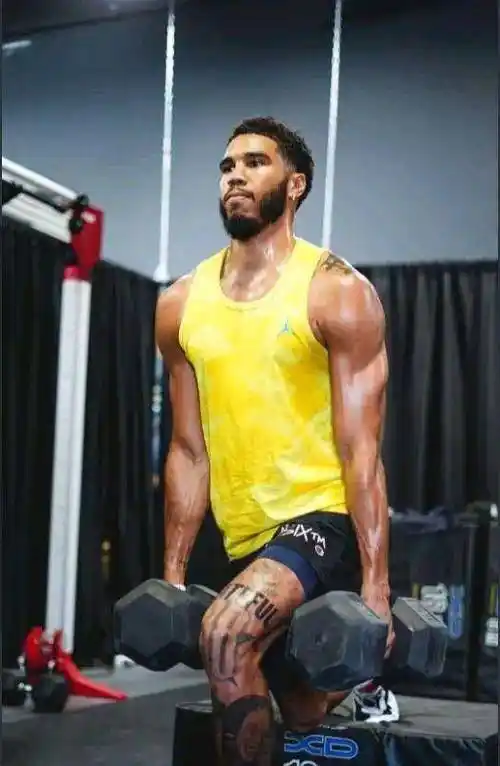 的塔图姆拥有着完美的小前锋身材,他身高203cm,臂展211cm,体重95kg