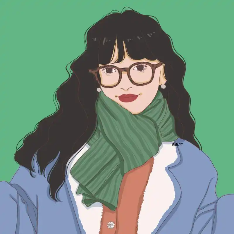 插画 | 头像 | 羊毛卷戴豹纹眼镜的女生 图片92二改92商用92去