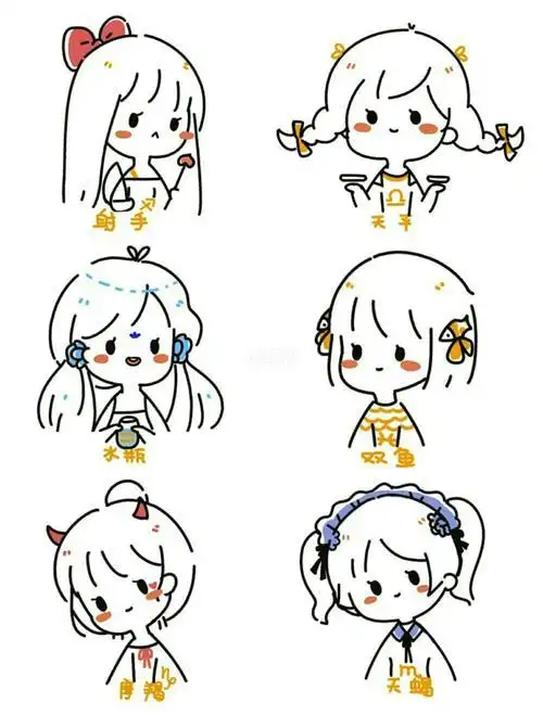 十二星座q版萌图简笔画画法超可爱的简笔画