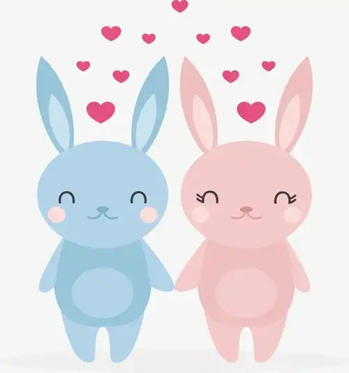手拉手可爱情侣兔子