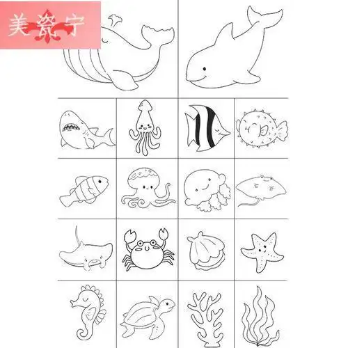 海洋简笔画图片大全大图小动物海底世界简笔画怎么画教程动物简笔画